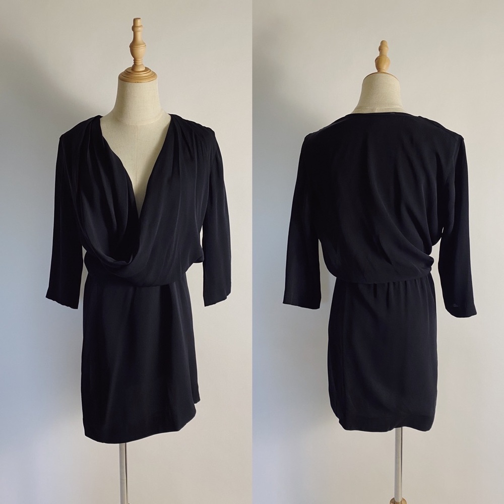 DVF Rachel Lilly Silk Crepe Cowl Neck Dress Black 2